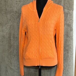 Tommy Hilfiger Orange Zip-Up Cable Knit Cardigan